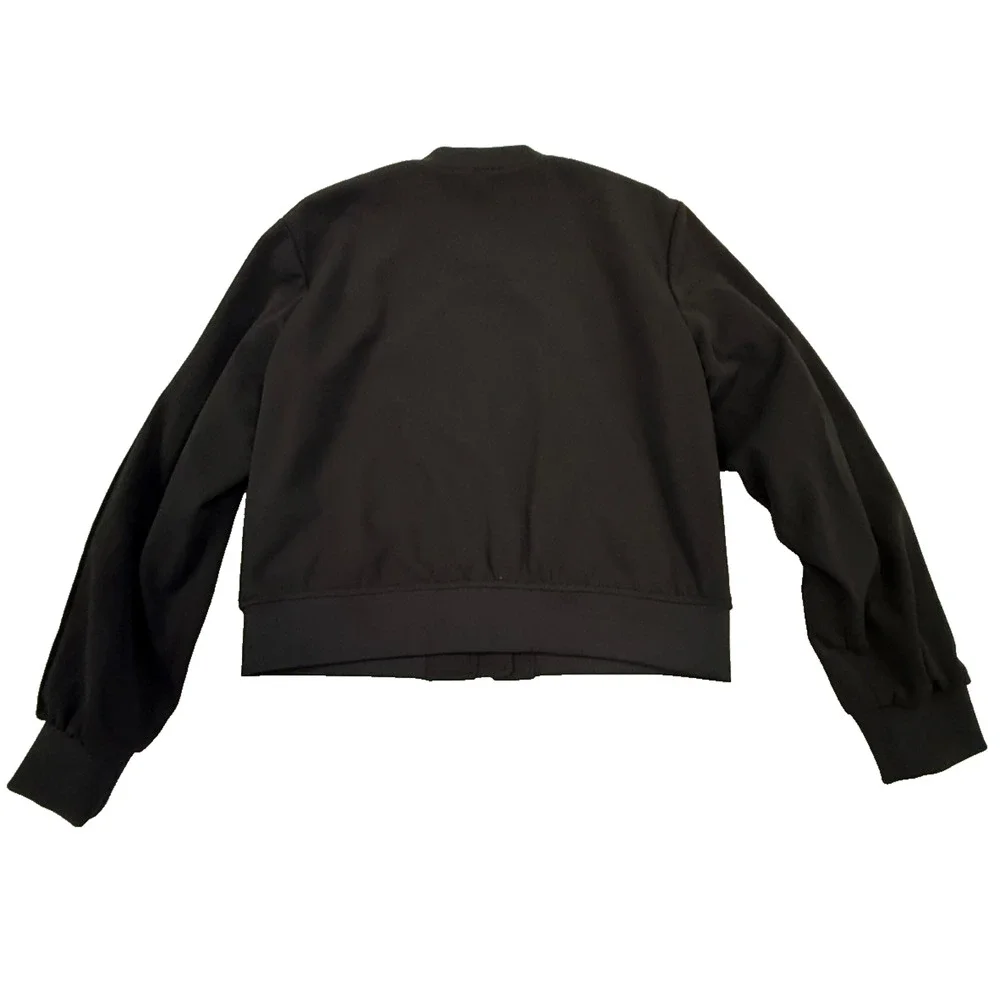 DKNY Women's Black Bomber Jacket Size M Studded Grommet Sleeve Full Zip NWT